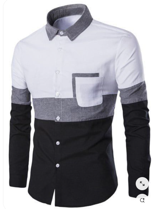 Long sleeve casual shirt with pocket and hand-woven fabric outline